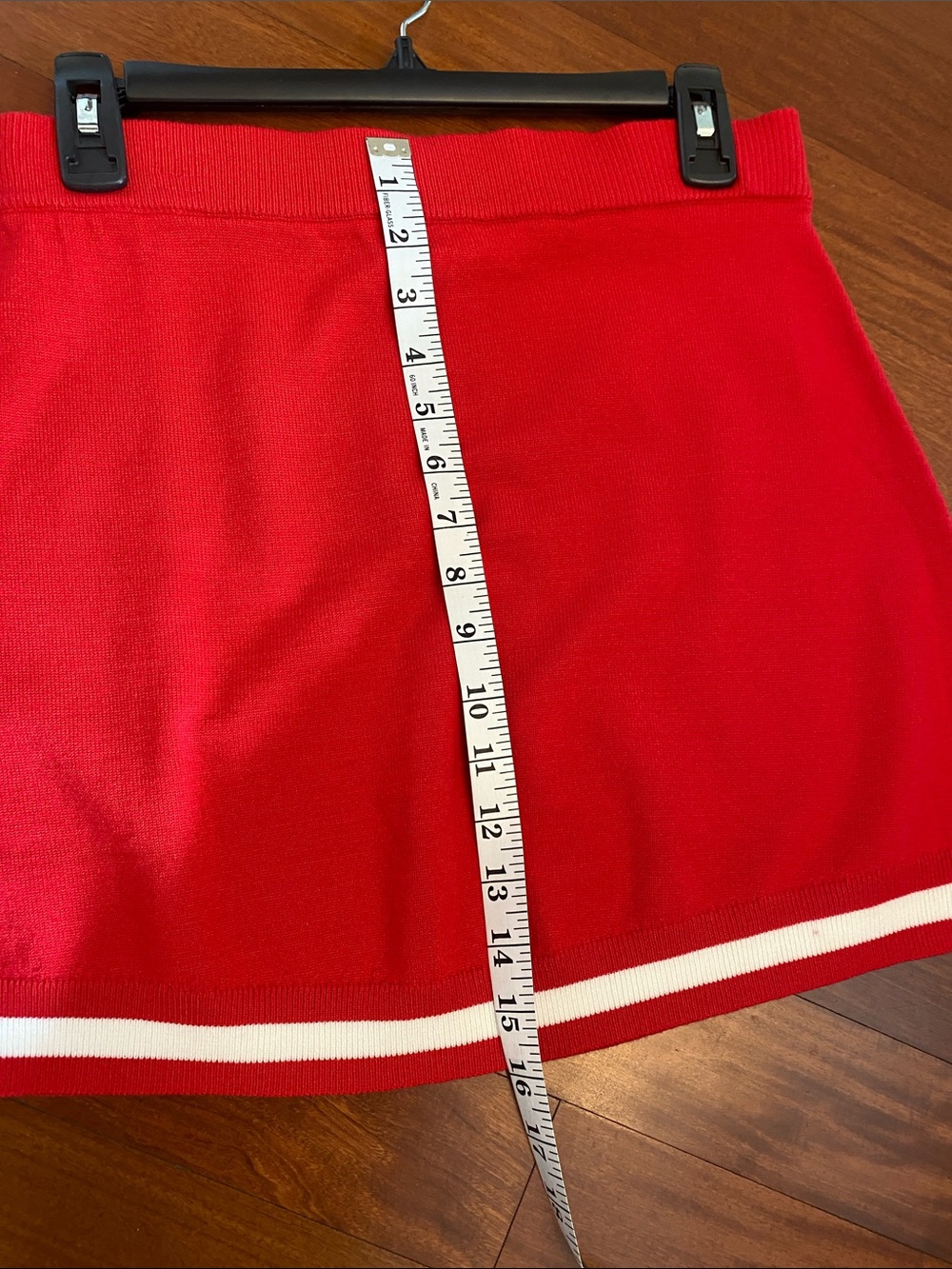 Red Knit Bandeau Crop Top & mini skirt Set w/White Trim Day + Moon Sz M LIKE NEW - Picture 15 of 16
